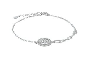 4069415432291 - Armband ADELIA´S Damen Lebensbaum aus 925 Silber mit Zirkonia 17+3 cm Armbänder Gr 17 + 3 Silber 925 (Sterlingsilber) silberfarben (silber) Damen