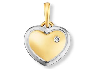 4069415439696 - Ketten-Anhänger 001 ct Diamant Brillant Herz Anhänger aus 585 Gelbgold Schmuckanhänger Gr 001 ct Gelbgold 585-Diamanten goldfarben (gold) Damen Gold Schmuck Herz