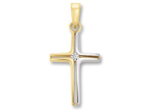 4069415442665 - Ketten-Anhänger Zirkonia Kreuz Anhänger aus 333 Gelbgold Schmuckanhänger Gr Gelbgold 333 goldfarben (gold) Damen Gold Schmuck