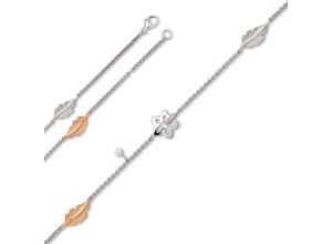 4069415443891 - Silberarmband Zirkonia Feder & Blume Armband aus 925 Silber 19 cm Armbänder Gr 19 Silber 925 (Sterlingsilber) silberfarben (silber) Kinder Damen Silber Schmuck Feder & Blume