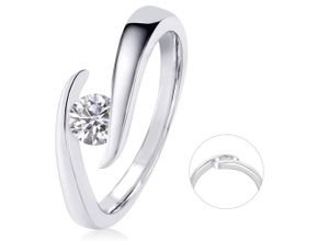 4069415475090 - Diamantring 025 ct Diamant Brillant Spannfassung Ring aus 585 Weißgold Fingerringe Gr 52 Weißgold 585-Diamanten silberfarben (silber) Damen Gold Schmuck Spannfassung