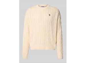 4069469634290 - Strickpullover mit Zopfmuster und Label-Stitching