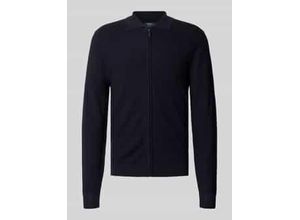 4069469687319 - Slim Fit Strickjacke aus Viskose-Mix mit Umlegekragen