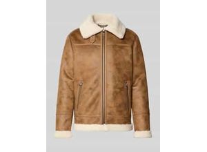 4069469776655 - Regular Fit Jacke mit Kunstfellkragen in Leder-Optik