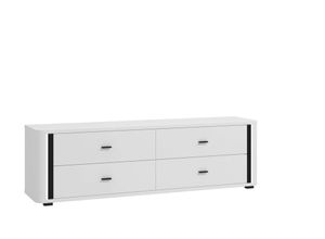 4069745056655 - TV-Bank INOSIGN York TV-Kommode TV-Schrank TV-Bank opaque weiß schwarz B1765cm H52cm T40cm FSC-zertifizierter Holzwerkstoff Sideboards mit 4 geräumigen Schubladen Breite 1765 cm wandmontage