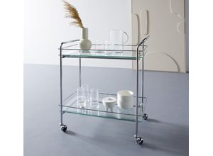 4069745063769 - Rollwagen »Alimore« mit Glasablagen und Rollen Modernes Design Breite 75 cm Höhe 80 cm