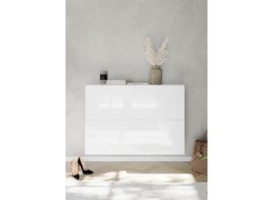 4069745095456 - INOSIGN Schuhschrank »SMILE Breite 104 cm 2 Klappen komplett Weiss Hochglanz lackiert« Schuhkipper hängend o stehend montierbar 4 Fächer Metallgriffe 4069745095456 - INOSIGN Schuhschrank »SMILE Breite 104 cm 2 Klappen komplett Weiss Hochglanz lackiert« Schuhkipper hängend o stehend montierbar 4 Fächer Metallgriffe