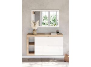 4069745095500 - INOSIGN Schuhschrank »HAMBURG Breite 138 cm Schuhkipper 2 Klappen hängend o stehend« Schuhkommode schmal dekorativer Rahmen- 2 Ablagefächer Metallgriffe