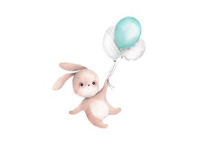 4069745106121 - Bild mit Rahmen LÜTTENHÜTT oder Poster Fliegender Hase mit Luftballons bunt (farbe bild(er) bunt) B50cm H70cm T02cm Papier Bilder HD Premium Druck