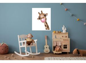 4069745106183 - Bild mit Rahmen LÜTTENHÜTT oder Poster Giraffe mit Kaugummi in Rosa bunt (farbe bild(er) bunt) B50cm H70cm T02cm Papier Bilder HD Premium Druck