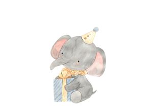 4069745106558 - Bild mit Rahmen LÜTTENHÜTT oder Poster Elefant mit Geschenk und Partyhut bunt (farbe bild(er) bunt) B30cm H40cm T02cm Papier Bilder HD Premium Druck