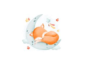 4069745106879 - Bild mit Rahmen LÜTTENHÜTT oder Poster Schlafender Fuchs auf Mond mit Sternen bunt (farbe bild(er) bunt) B40cm H50cm T02cm Papier Bilder HD Premium Druck