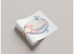 4069745107012 - Bild mit Rahmen LÜTTENHÜTT oder Poster Hase im Heißluftballon am Himmel bunt (farbe bild(er) bunt) B30cm H40cm T02cm Papier Bilder HD Premium Druck