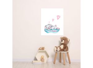 4069745107364 - Bild mit Rahmen LÜTTENHÜTT oder Poster Schlafender Hase mit Herzen bunt (farbe bild(er) bunt) B40cm H50cm T02cm Papier Bilder HD Premium Druck
