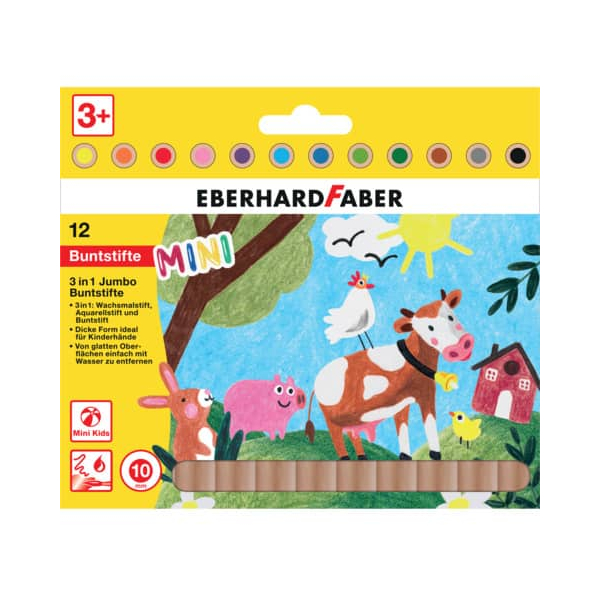 4087205189125 - EBERHARD FABER Jumbo MiniMaxi 3in1 Buntstifte farbsortiert 12 St