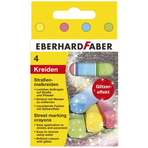 4087205265041 - Straßenmalkreide Glitzer 526504 6er Etui farbig sortiert rund 20x140mm 6 Stück