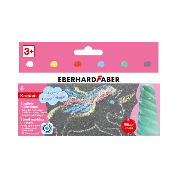 4087205265607 - EBERHARD FABER Einhorn Straßenmalkreide Glitzer farbsortiert 6 St