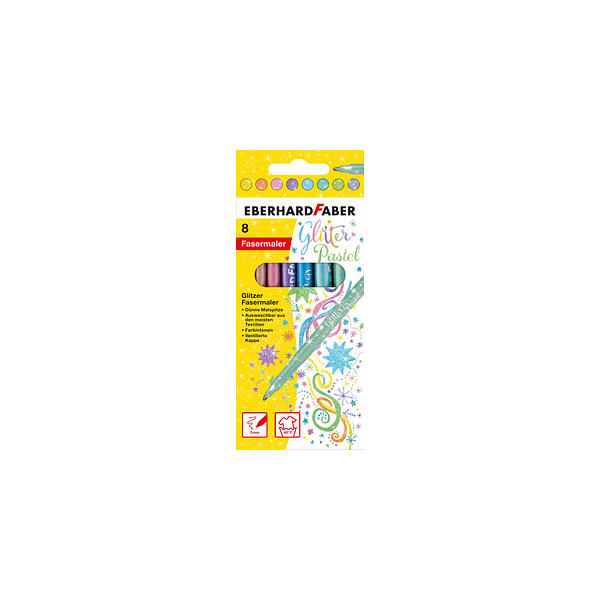 4087205510097 - Fasermaler Glitzer Pastell 8er Etui 3mm sortiert 4087205510097 EBERHARD FABER 551009