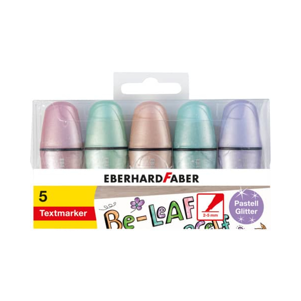 4087205514095 - Textmarker Glitzer pastell Mini 551409 Etui 5-farbig sortiert 2-5mm Keilspitze 4087205514095 EBERHARD FABER 5 Stück