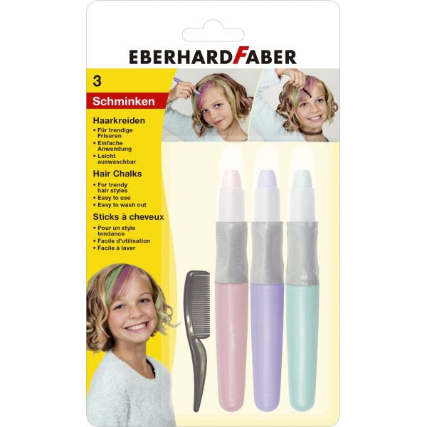 4087205792028 - Haarkreide Set Pearl - 3 Farben sortiert mit Kamm 4087205792028 EBERHARD FABER 579202 3 Stück