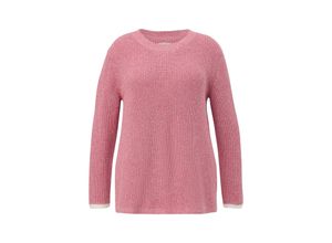 4099587057725 - Große Größen Melierter Strickpullover mit Kontrast-Bündchen pink Gr44