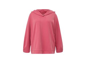 4099587058425 - Große Größen Kapuzensweatshirt mit V-Ausschnitt aus festem Twill pink Gr52