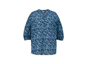 4099587061401 - Große Größen Tunika mit Blumendruck und 3 4-Ärmeln blau bedruckt Gr50