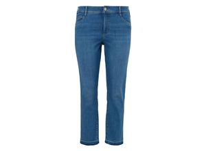 4099587063474 - Große Größen Slim Jeans in verkürzter Form mit offenem Saum light blue Denim Gr44