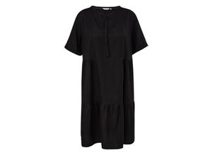 4099587074128 - Große Größen Kurzes Kleid mit Bindeband und Volant am Saum schwarz Gr44