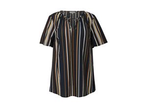 4099587074975 - Große Größen Gestreifte Bluse mit Bindeband am Ausschnitt gestreift Gr46