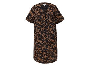 4099587075255 - Große Größen Midikleid mit Blätter-Alloverdruck braun gemustert Gr54