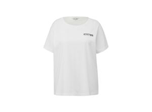 4099587075620 - Große Größen T-Shirt mit Frontdruck und Ärmelaufschlag weiß Gr44