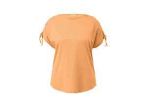 4099587075866 - Große Größen Shirt mit Raffungen am Ärmel aus Flammgarn-Jersey orange Gr44