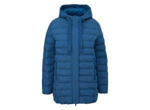 4099587085230 - Große Größen Lange Outdoor-Steppjacke mit gefütterter Kapuze mittelblau Gr44