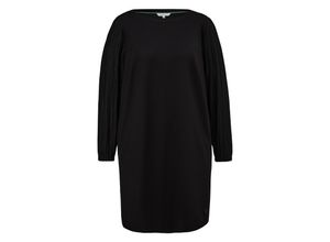 4099587089733 - Große Größen Feinstrickkleid mit Rundhals und plissierten Ärmeln schwarz Gr46