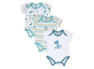 4099775064047 - Boley - Kurzarm-Body CUTE DINO 3er-Pack in weiß blau Gr50