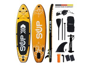 4099799000182 - 24MOVE® Standup Paddle Board SUP inkl umfangreichem Zubehör Paddel und Hochdruckpumpe ORANGE 305x76x15cm