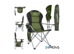 4099799000441 - 24MOVE® Campingstuhl Salvador faltbar Camping Klappstuhl gepolstert inkl Tragetasche bis 150kg belastbar grün