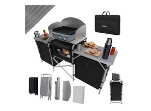 4099799000786 - 24MOVE® Campingküche CAMPO faltbar Alu Outdoorküche mit Arbeitsplatte und Staufächern inkl Windschutz und Tragetasche