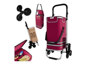 4099799000816 - 24MOVE® Einkaufstrolley ALEGRE 3in1 Trolley faltbarer Einkaufswagen mit Kühlfach rot