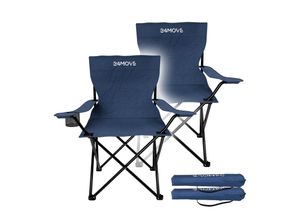 4099799000847 - 24MOVE® Campingstuhl Faltstuhl 2er Set blau mit Getränkehalter und Tragetasche Outdoor faltbar max 100kg Angerstuhl Klappstuhl
