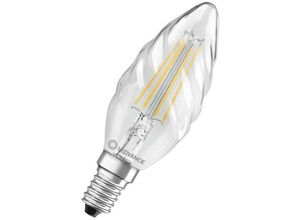 4099854069352 - LEDV LED Kerze 4-40W 827 470lm gedreht E14 Filament klar 300° EEK E