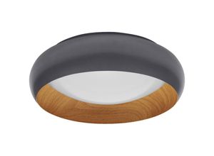 4099854284083 - Orbis Livia LED-Deckenleuchte mit Metallring grau Holzdekor 16W 750lm 3000K 300mm 830 freundliches Warmweiß durch Klicken in 3-Stufen dimmbar