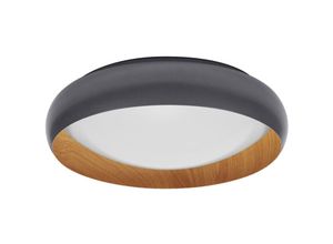 4099854284106 - ORBIS Livia LED-Deckenleuchte mit Metallring grau Holzdekor 24W 1200lm 3000K 430mm 830 freundliches Warmweiß durch Klicken in