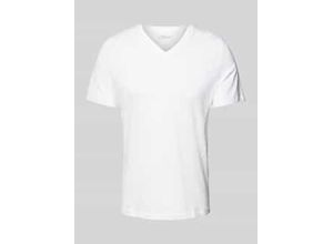 4099976670016 - Regular Fit T-Shirt aus reiner Baumwolle mit V-Ausschnitt