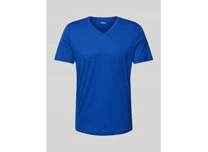 4099976670177 - Regular Fit T-Shirt aus reiner Baumwolle mit V-Ausschnitt