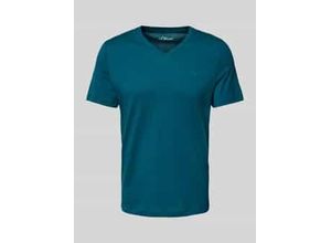 4099976670276 - Regular Fit T-Shirt aus reiner Baumwolle mit V-Ausschnitt