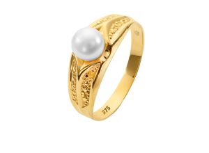 4102760000736 - Fingerring LADY Fingerringe Gr 16 Gold-Metall-Perlen goldfarben (gelbgold 375) Damen Fingerringe