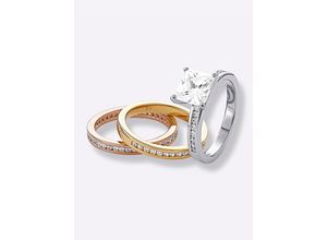 4102760004420 - Ring-Set LADY Fingerringe Gr 16 Silber 925 (Sterlingsilber)-Gold-Metall-Roségold 585-Silber 925 (Sterlingsilber) silberfarben (silber 925) Damen Fingerringe