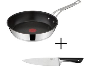 4210101499702 - Bratpfanne Jamie Oliver Cooks Classic + Jamie Oliver Kochmesser Edelstahl (Set 2-tlg Jamie Oliver Cooks Classic Bratpfanne 28 cm + Jamie Oliver Kochmesser) Set Jamie Oliver Pfanne 28cm Kochmesser 20cm Induktion schwarz|silberfarben